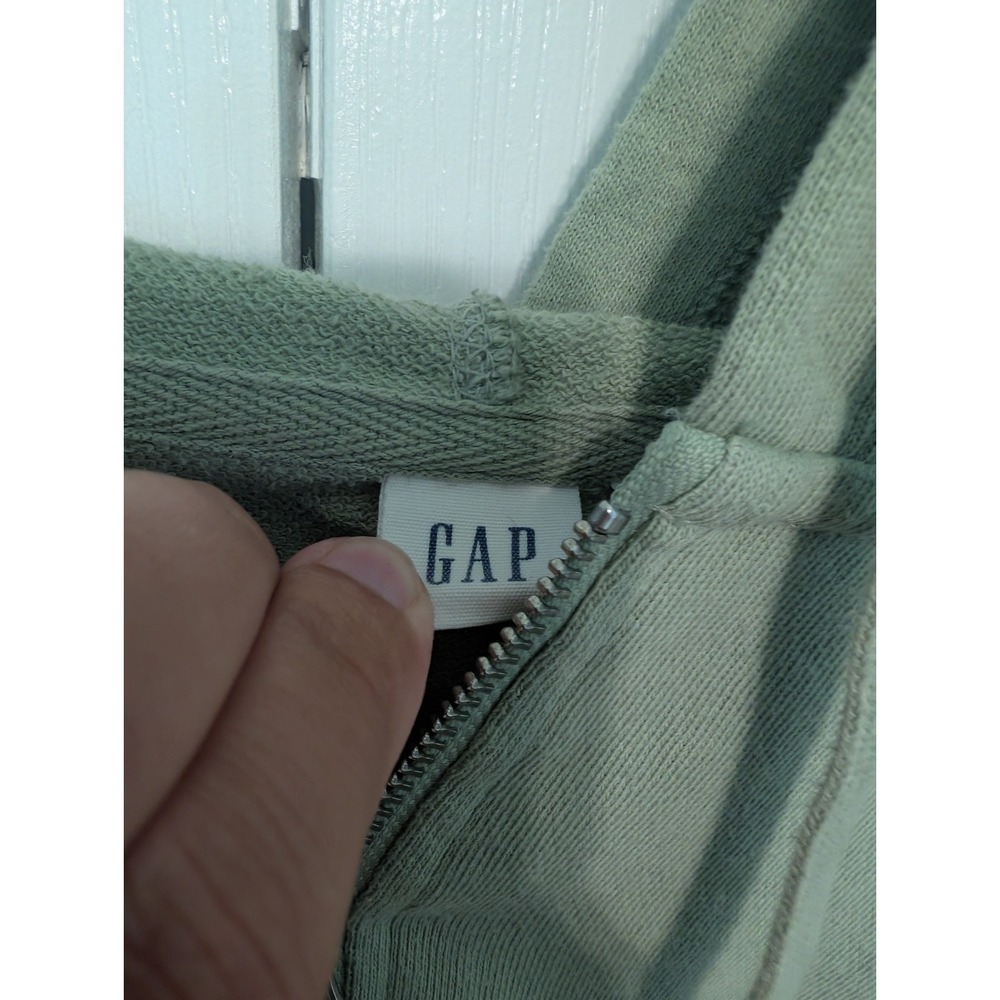 Gap French Terry Knit Cropped Hoodie 1/4 Zip Sage Mint Green Sz Large - Picture 3 of 5